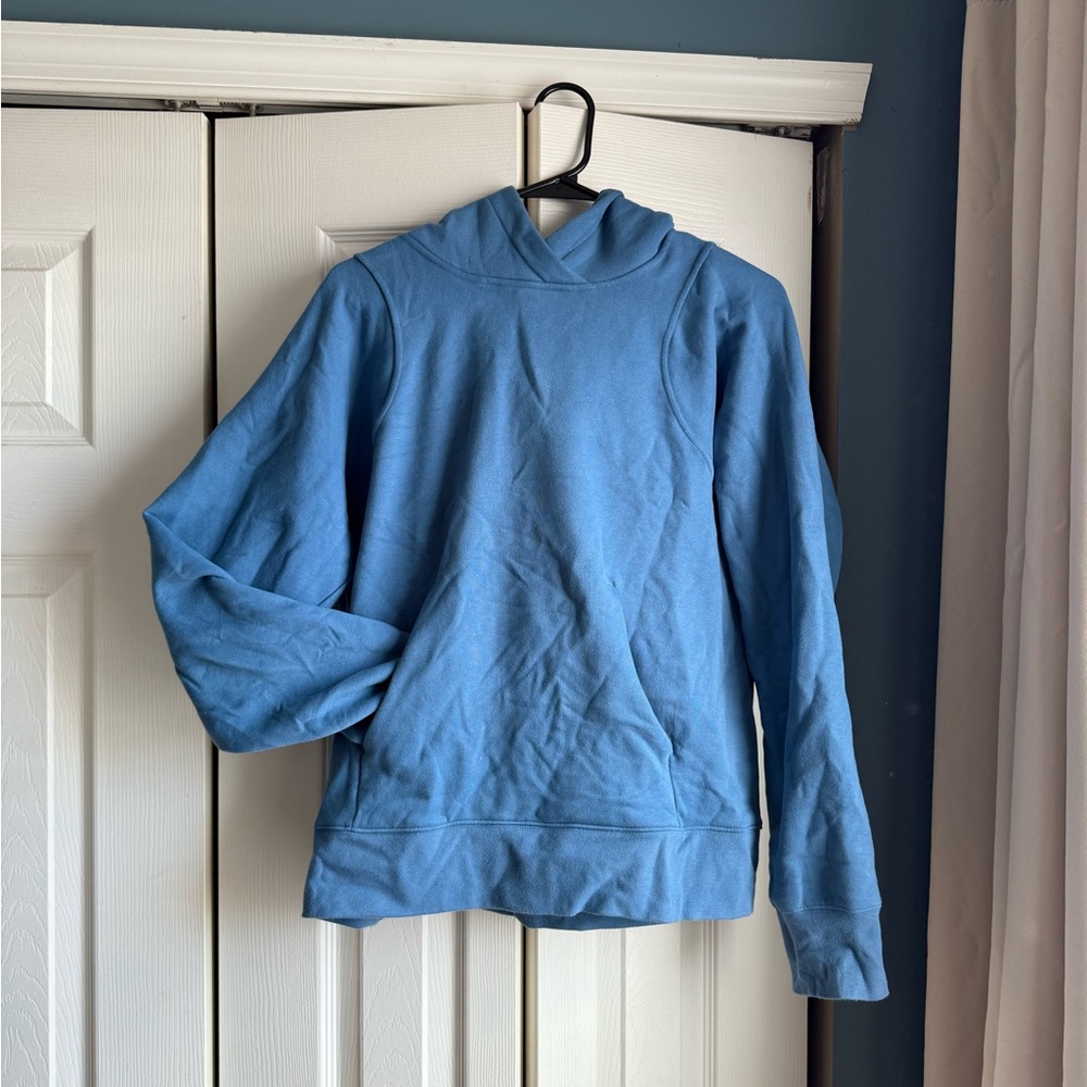 Blue fleece-lined Lululemon hoodie